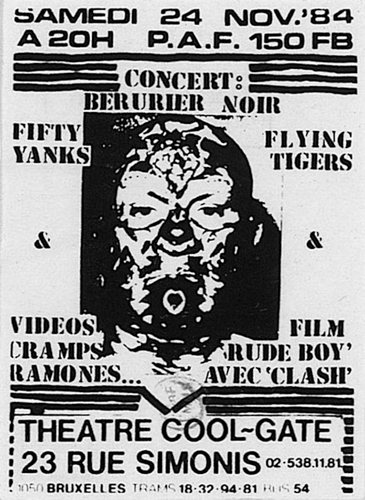 Bérurier Noir + Fifty Yanks + Flying Tigers @ Cool Gate Bruxelles - 24 novembre 1984