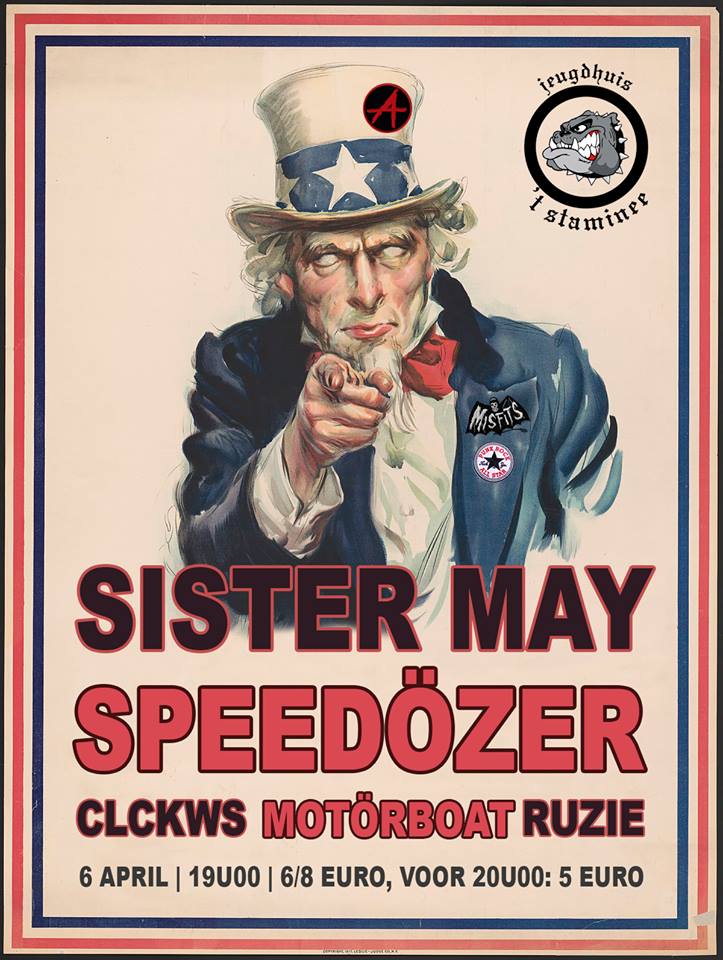 à Vorselaar : Ruzie (oi! punk) + Motörboat (punk rock) + CLCKWS (hardcore punk) + Speedözer (heavy punk) + Sister May (truc) @ JH 't Staminee (Cardijnlaan 8). 19h., 5€ (avant 20h) > 6€ > (...)