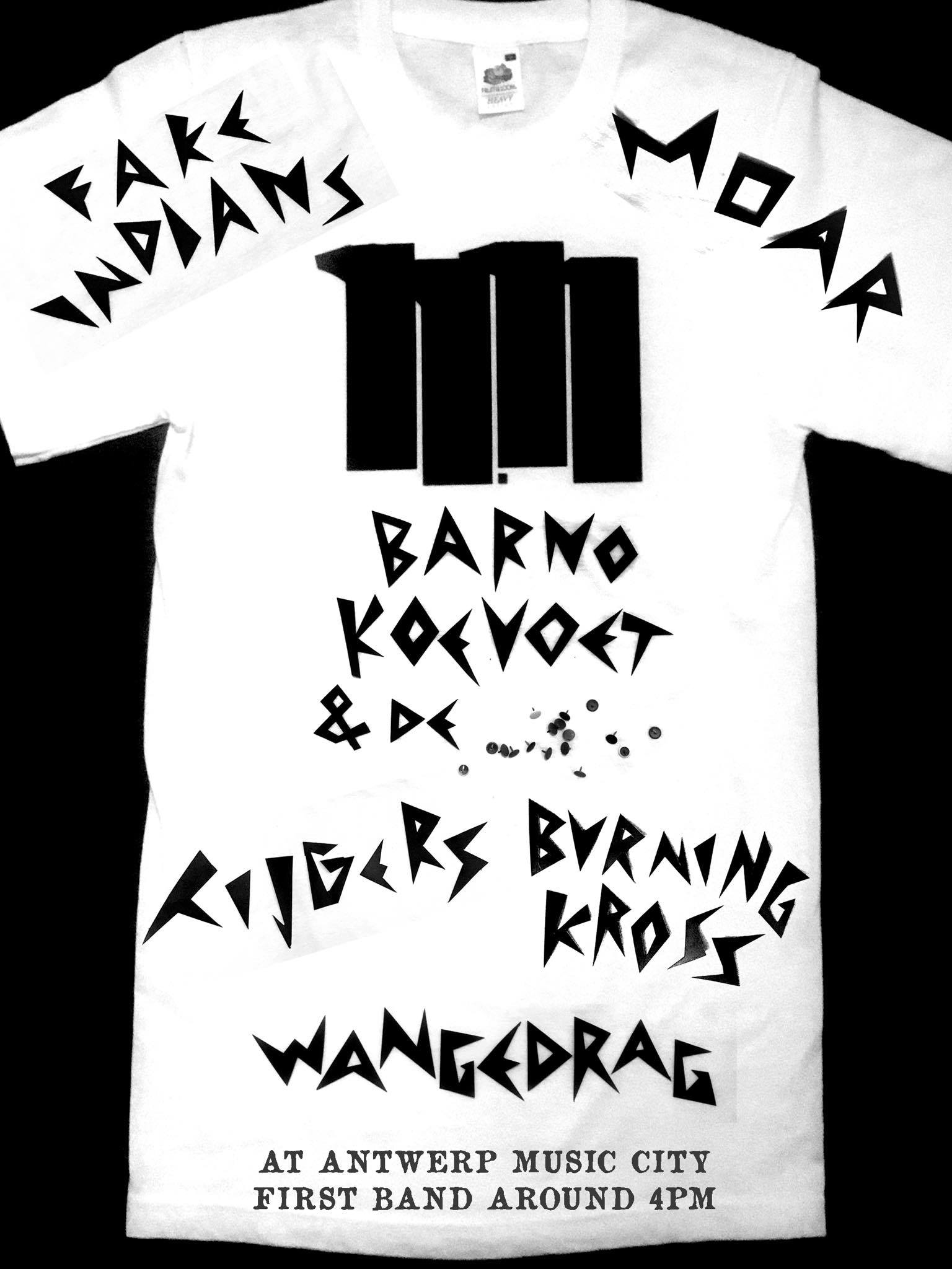 à Anvers : Burning Kross (hc punk) + Tijgers (punk) + Moar (garage punk) + Fake Indians (punk) + Barno Koevoet & The Duijmschpijkers (punk) @ Antwerp Music City (Handelstraat 29). 16h. Orga. (...)