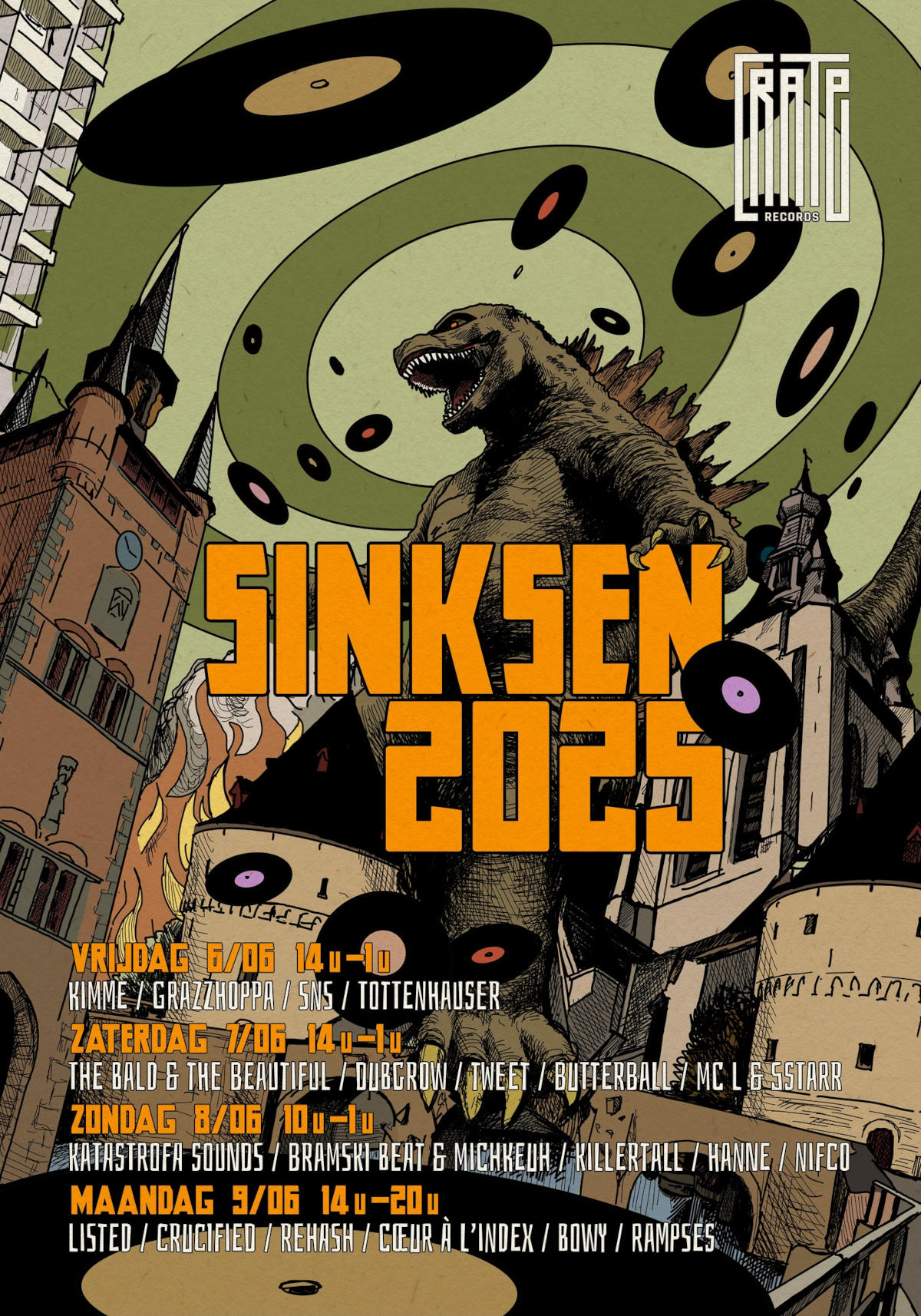 Sinksen // Crate = Cœur À l'Index + Rehash + Crucified + Listed + DJ Bowy + DJ Rampses @ Crate Records Courtrai - 9 juin 2025