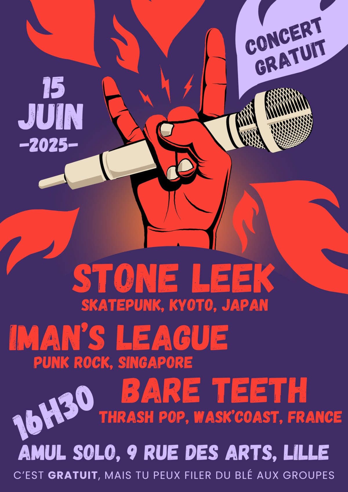 Stone Leek + Iman's League + Bare Teeth @ Amul Solo Lille - 15 juin 2025