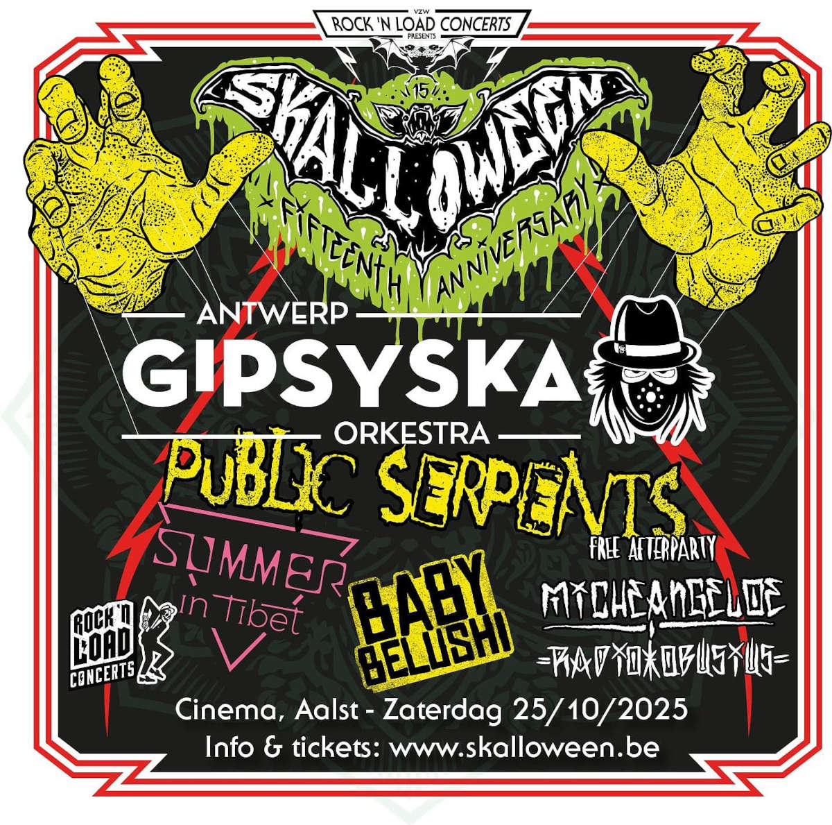 Skalloween 15th Anniversary = Antwerp Gipsyska Orkestra + Public Serpents + Summerintibet + Baby Belushi + DJs Michelangeloe + Radio Obusius @ Cinema Aalst - 25 octobre 2025