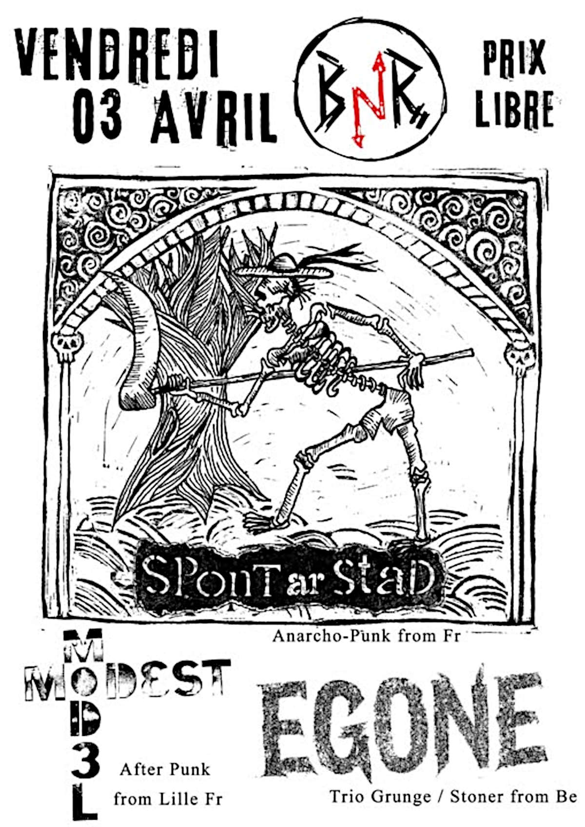 Spont Ar Stad + Egone + Modest Model @ Bout de Nos Rêves Tournai - 3 avril 2026