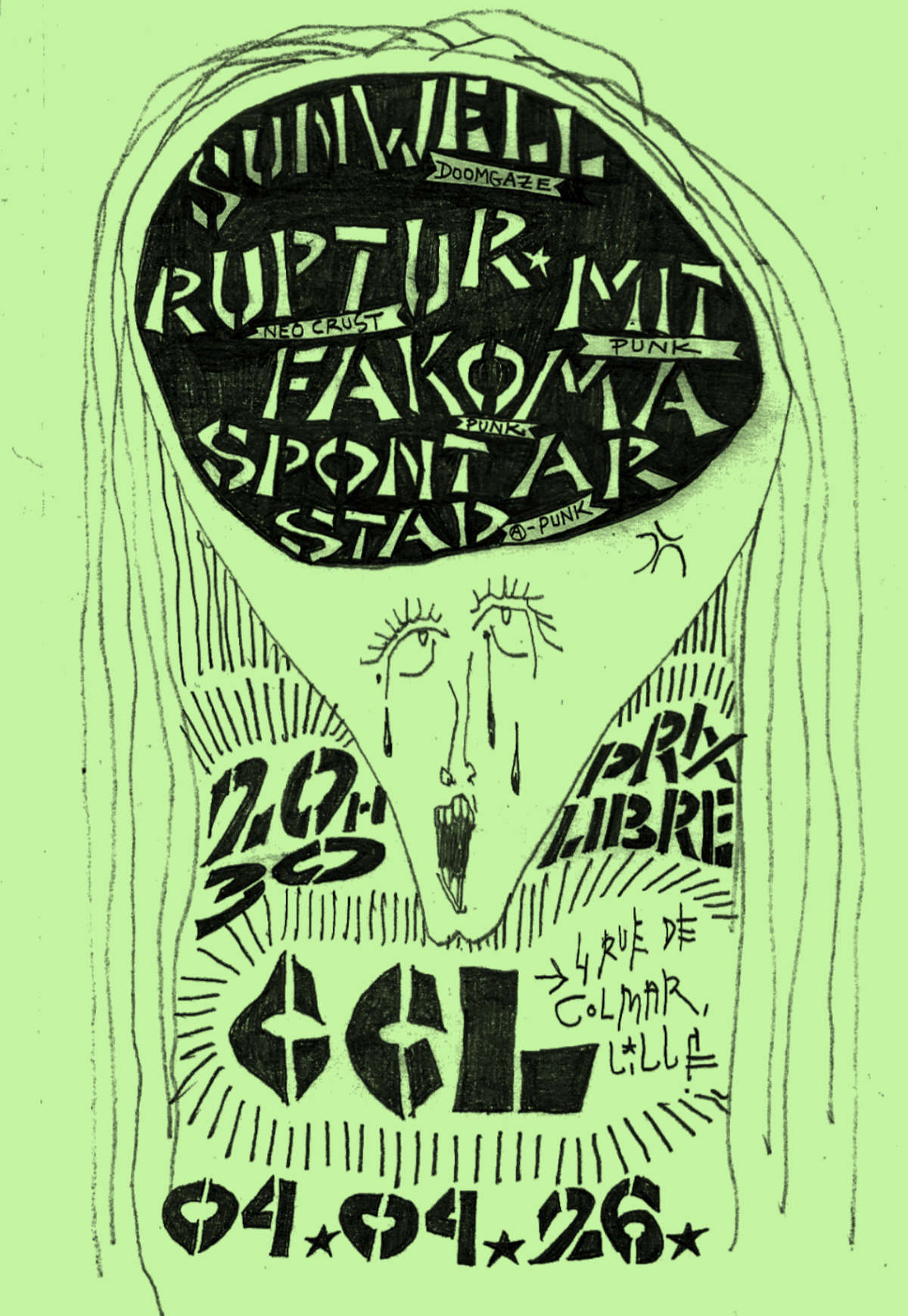 The Male Idiot Theory + Ruptur + Sunwell + Fakoma + Spont Ar Stad @ Centre Culturel Libertaire Lille - 4 avril 2026