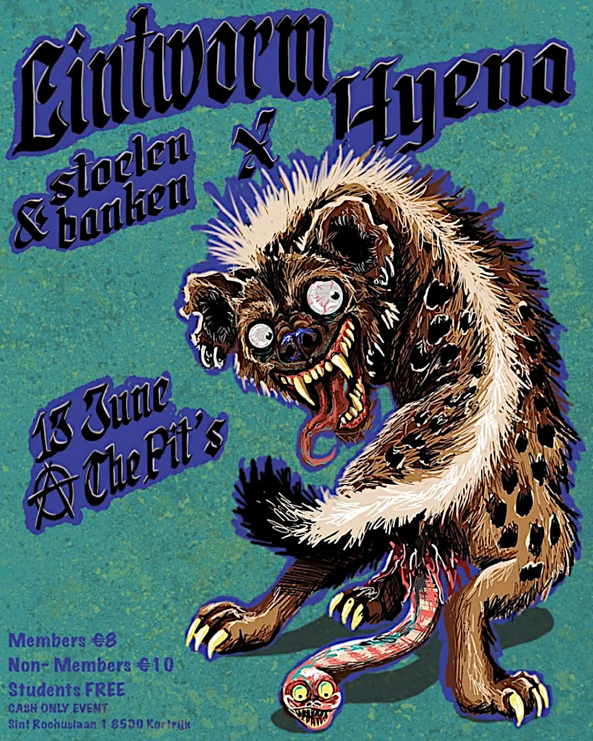Lintworm + Hyena + Stoelen & Banken @ Pit's Courtrai - 13 juin 2026