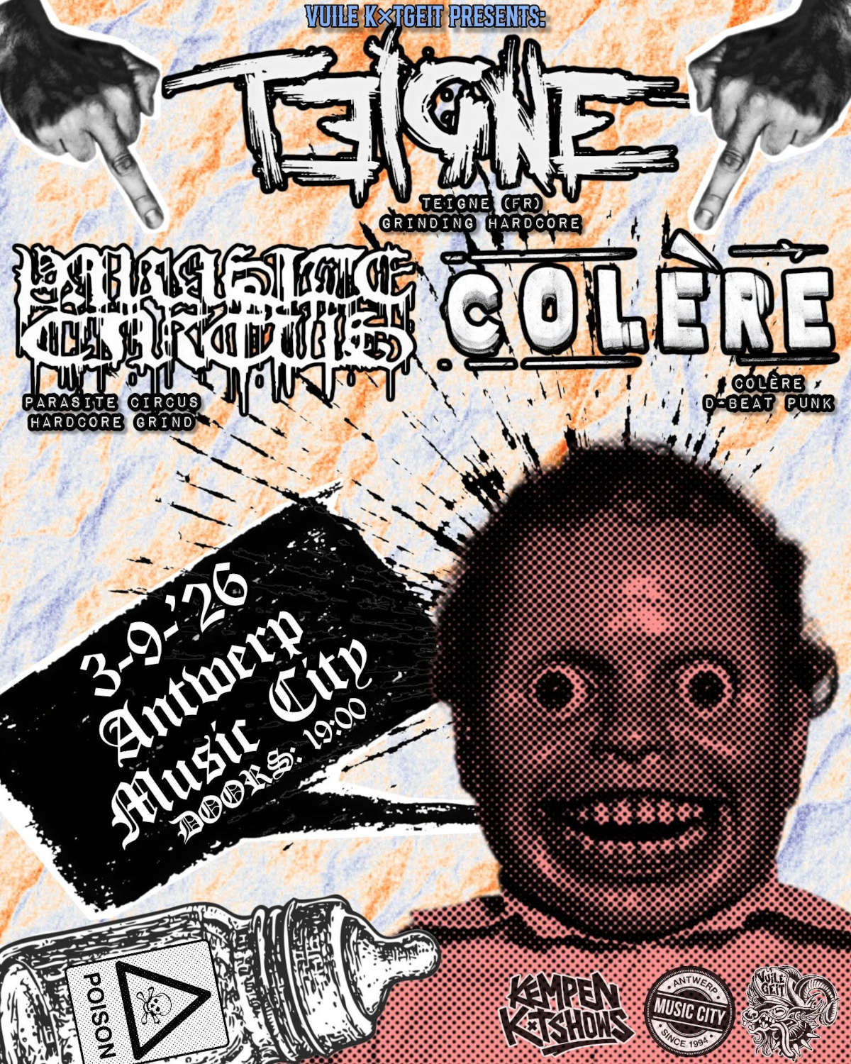 Colère + Parasite Circus + Teigne @ Antwerp Music City - 3 septembre 2026