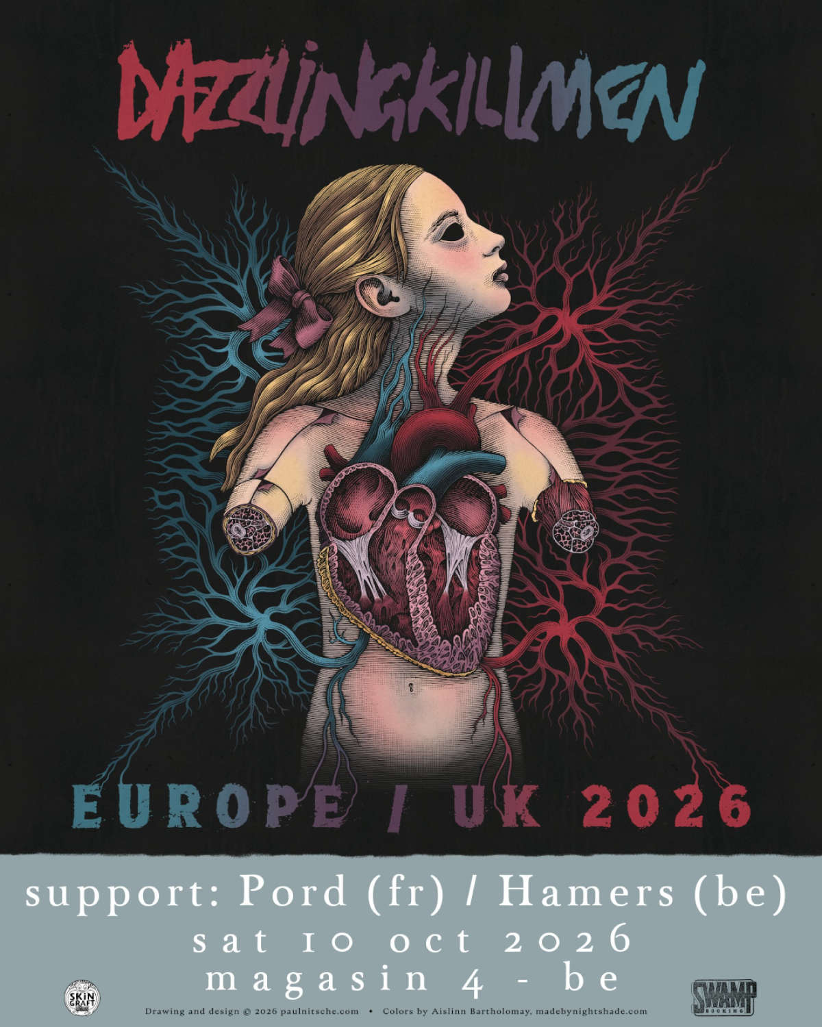 à Bruxelles : Dazzling Killmen (St Louis math rock post-hardcore) + Pord (fr noise rock) + Hamers (Maasmechelen noise rock) au Magasin 4 (rue de l'Entrepôt, 7). 19h30, 15€